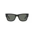 Ray-Ban RB0840sf Mega Wayfarer Low Bridge Fit Square Sunglasses, Black/Green Polarized, 52 mm