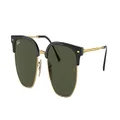 Ray-Ban Rb4416 New Clubmaster Square Sunglasses, Black on Gold/Green, 53 mm