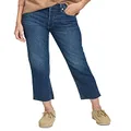 GAP Women's Tall Size High Rise Cheeky Straight Jeans, Dark Stillwell, 34