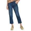 GAP Women's Tall Size High Rise Cheeky Straight Jeans, Dark Stillwell, 34