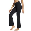 BALEAF Flare Leggings for Women Yoga Pants Trendy Bell Bottom Leggings Crossover High Waist Wide Leg Pants Black 32" M