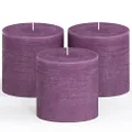 CANDWAX 3x3 Pillar Candle Set of 3 - Decorative Candles Unscented and No Drip Candles - Ideal as Wedding Candles or Large Candles for Home Interior - Purple Candles