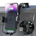 ZEEHOO Wireless Car Charger, DUOXX Dual Coils 15W Fast Charging Auto-Clamping Car Mount, Dashboard, Vent Charging Phone Holder Smart Sensor Cradle for iPhone 14 13 12, S23 Ultra, Z Flip4 3, etc