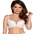 Gossard Women's Superboost Lace Padded Plunge Underwire Bra - Push Up Effect- Removeable padding, White (White), 34E, 1 Piece