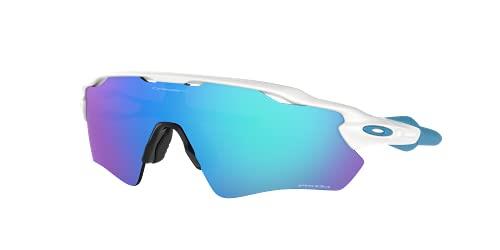 Oakley Men's OO9208 Radar EV Path Sunglasses, Polished White & Blue/Prizm Sapphire, 38 mm