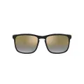 Ray-Ban Men's Rb4264 Chromance Square Sunglasses, Black/Polarized Blue Mirrored Gold Gradient, 58 mm