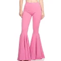 GUOLEZEEV Women's Fashion High Rise Slimming Wide Leg Stretch Flare Bell Bottom Pants XXL Pink