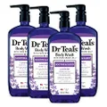 Dr Teal's Body Wash with Pure Epsom Salt, Soothe & Sleep with Lavender, 24 fl oz (Pack of 4)