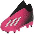 adidas Unisex-Child X Speedportal.3 Laceless Firm Ground Soccer Shoe, Team Shock Pink/Zero Metallic/Black, 3 US