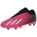 adidas Unisex-Child X Speedportal.3 Laceless Firm Ground Soccer Shoe, Team Shock Pink/Zero Metallic/Black, 3 US
