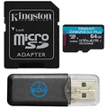 Kingston Canvas Go Plus U3 V30 A2 64GB MicroSDXC Memory Card Works with DJI Avata, Mini 3 Pro, DJI RC, RC Pro, FPV Goggles V2 (SDCG3/64GB) Bundle with 1 Everything But Stromboli Micro SD Card Reader