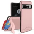 Teelevo Dual Layer Wallet Case with Card Slot & Kickstand for Google Pixel 7 Pro - Rose Gold