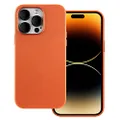 FERRAVUTTI Vegan Leather Case for Apple iPhone 14 Pro 6.1",Scratch Proof PU Leather Magnetic Case Compatible with MagSafe Charging-Orange