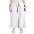 IXIMO Women's Linen Pants Elastic Pleated Wide Leg Straight Fit Palazzo Pants White M