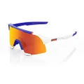 100% S3 Sport Performance Cycling Sunglasses - Soft Tact Blue / White - HiPER Red Multilayer Mirror Lens