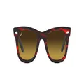 Ray-Ban Rb2140f Original Wayfarer Low Bridge Fit Square Sunglasses, Striped Red/Gradient Brown, 52 mm