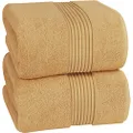 Utopia Towels - Premium Jumbo Bath Sheet 2 Pack - 100% Cotton Highly Absorbent and Quick Dry Extra Large Bath Towel - Super Soft Hotel Quality Towel (35 x 70 Inches, Beige)