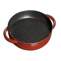 Staub 1203006 Cast Iron Round Pure Grill with Two Handles, 26 cm, Cherry