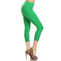 Leggings Depot NCL27-Kelly Green-Small Solid Capri Yoga Pants