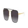 Ray-Ban RB3588 Square Sunglasses, Black on Gold/Light Grey Gradient Dark Grey, 55 mm