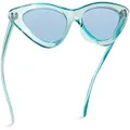 WearMe Pro - Retro Vintage Tinted Lens Cat Eye Sunglasses, Clear Blue Frame / Tinted Blue Lens, One Size