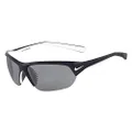 Nike Men's Skylon Ace Rectangular Sunglasses, Shiny Obsidian/White, 69 mm