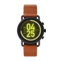 Skagen Connected Falster 3 Gen 5 Stainless Steel and Leather Touchscreen Smartwatch, Color: Brown/Black (Model: SKT5201)