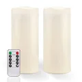 Amagic 10” x 4” Outdoor Waterproof Candles with Remote Control, Battery Operated Large Flameless Candles with Timer, Won’t melt, Long-Lasting, Ivory White, Set of 2