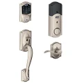 Schlage Connect Camelot Touchscreen Deadbolt with Built-In Alarm and Handleset Grip with Accent Lever, FE469NX ACC 619 CAM RH