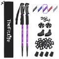 TheFitLife Nordic Walking Trekking Poles - 2 Packs with Antishock and Quick Lock System, Telescopic, Collapsible, Ultralight for Hiking, Camping, Mountaining, Backpacking, Walking, Trekking … (Purple)