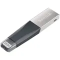 SanDisk SDIX40N-128G-GN6NE iXpand Mini Flash Drive 128GB USB3.0 for iPhone and iPad, Silver/Black