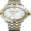 Raymond Weil Tango Classic Men's Watch, Quartz, White Dial, Roman Numerals, Two-Tone, Stainless Steel Bracelet with Yellow-Gold PVD Plating, 41 mm (Model: 8160-STP-00308), Two-tone, Classic