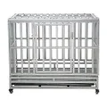 LUCKUP Heavy Duty Dog Cage Metal Kennel and Crate for Medium and Large Dogs, Pet Playpen with Four Wheels,Easy to Install,38 inch,Silver …