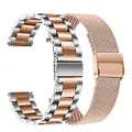 TRUMIRR Band Sets for Samsung Galaxy Watch 42mm / Watch 5 4 40mm 44mm Women, 2 Pack 20mm Solid Stainless Steel Watchband + Mesh Woven Strap Rose Gold Bracelet for Garmin Vivoactive 3 / 3 Music