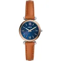 Fossil ES4701 Carlie Mini Women's Watch, Brown, Dial Color - Blue, wrist watch quartz gift