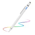 2-in-1 Active Stylus Digital Pen with 1.5mm Ultra Fine Tip for iPad iPhone Samsung Tablets, Work on Touchscreen Phones and Tablets,Good at Drawing and Writing, White