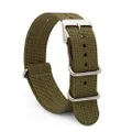 Speidel NATO style Watch Band 22mm Army Green Woven Military Style Nylon Strap with Heavy Duty Stainless Steel Keepers and Buckle