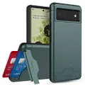 Teelevo Wallet Case for Google Pixel 6, Dual Layer Case with Card Slot Holder and Kickstand for Google Pixel 6 - Dark Green