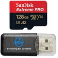 Everything But Stromboli SanDisk Micro 128GB Extreme Pro Memory Card Works with Insta360 ONE RS 1-Inch 360, One X3 Action Camera (SDSQXCD-128G-GN6MA) Bundle with (1) MicroSD Card Reader