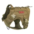 (Large, Coyote Brown) - OneTigris Tactical Service Dog Vest - Water-resistant Comfortable Military Patrol K9 Dog Harness with Handle