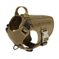 ICEFANG Tactical Dog Harness ,Medium Size, 2X Metal Buckle,Working Dog MOLLE Vest with Handle,No Pulling Front Leash Clip,Hook and Loop Panel