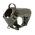 ICEFANG Tactical Dog Harness ,Medium Size, 2X Metal Buckle,Working Dog MOLLE Vest with Handle,No Pulling Front Leash Clip,Hook and Loop Panel
