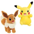 Pokémon 8" Eevee and Pikachu Plush Stuffed Animal Toys, 2 Pack - Let's Go Starters - Great Gift for Kids