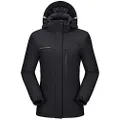 CAMEL CROWN Womens Ski Jacket Waterproof Snowboard Winter Snow Warm Ski Coat for Women New Black XL