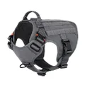 ICEFANG Tactical Dog Harness ,Large Size, 2X Metal Buckle,Working Dog MOLLE Vest with Handle,No Pulling Front Leash Clip,Hook and Loop Panel