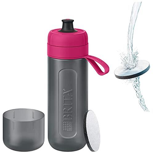 Brita Portable Water Bottle, 20.3 fl oz (600 ml), Active Pink, Micro Disc Filter, Includes 1 Filter