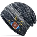 Bluetooth Beanie Hat, Upgraded Unisex Knit Bluetooth 5.0 Winter Music Hat with Built-in Stereo Speakers, Unique Christmas Tech Gag Gifts for Boyfriend/Him/Men/Teen Boys/Stocking Stuffers Gray