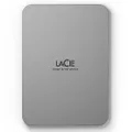 LaCie Mobile Drive 2TB External Hard Drive Portable HDD - Moon Silver, USB-C 3.2, for PC and Mac, Post-Consumer Recycled, with Adobe All Apps Plan and Rescue Services (STLP2000400)