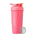 BlenderBottle Strada Shaker Cup Insulated Stainless Steel Water Bottle with Wire Whisk, 24-Ounce, Pink (C05404)