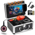 MOOCOR Underwater Fishing Camera, Upgraded 720P Camera w/ DVR, Portable Video Fish Finder with 1280x720 IPS 7 inch Screen, 12pcs IR and 12pcs LED White Lights for Ice, Lake, Kayak, Boat, Sea Fishing